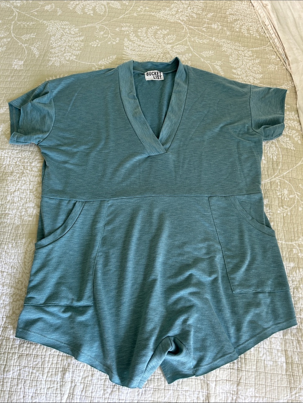BUCKETLIST Teal V-Neck jumpsuit with Pockets